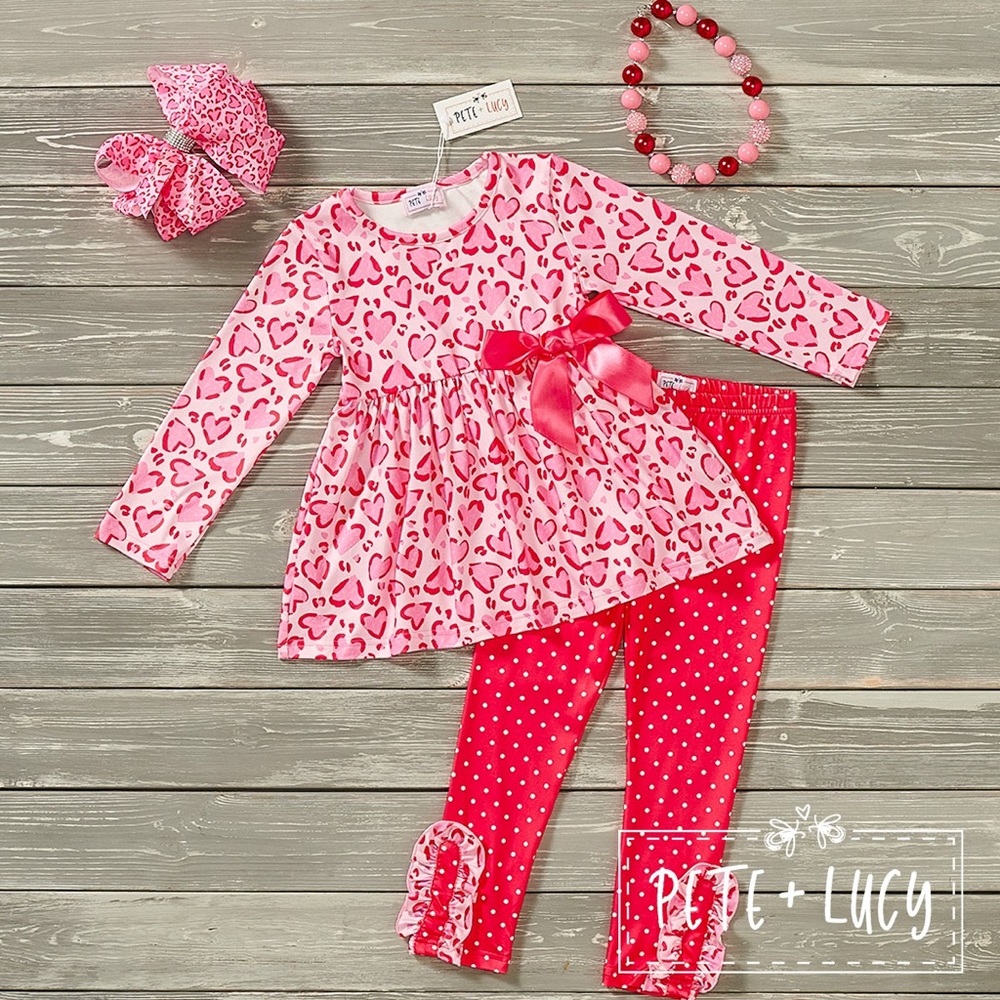 Lovely Leopard Valentines Girl 2pc. Pant Set